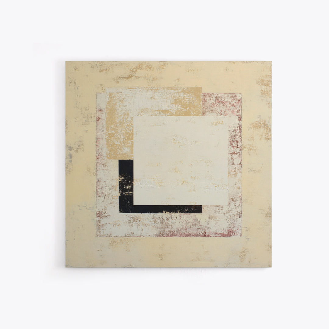Cream on Cream Minimalist Forms Framed Canvas Print, Monochrome Art, Modern Wall Art, Living Room Decor, Fine Art, Mono, MON-1x1-70