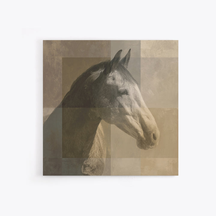 Sepia Horse Portrait Framed Canvas Print, Monochrome Art, Minimalist Wall Art, Living Room Decor, Oil Painting, Mono, MON-1x1-74