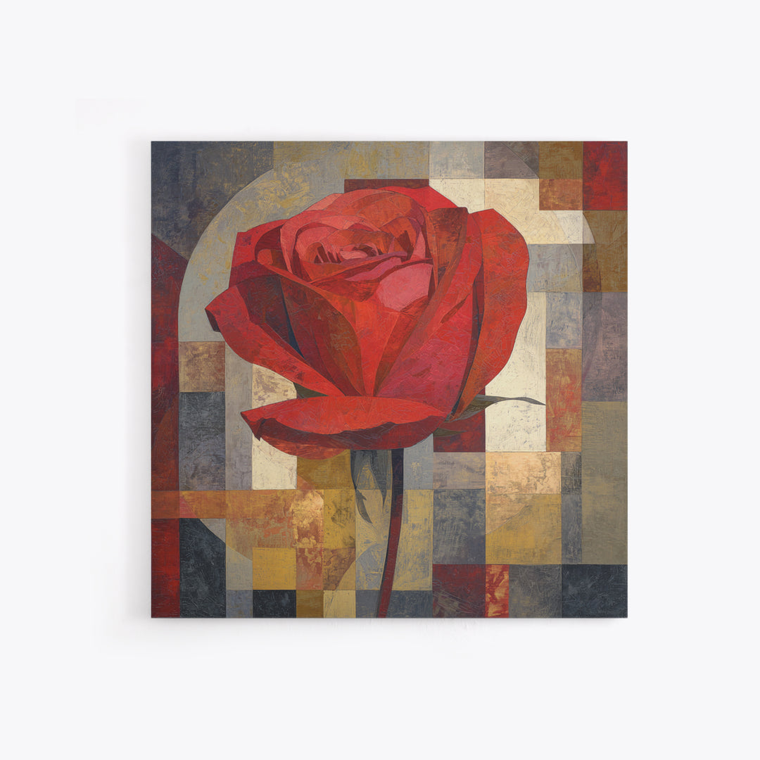 Single Red Rose Rendered Only Framed Canvas Print, Monochrome Art, Modern Decor, Living Room Decor, Oil Painting, Mono, MON-1x1-79