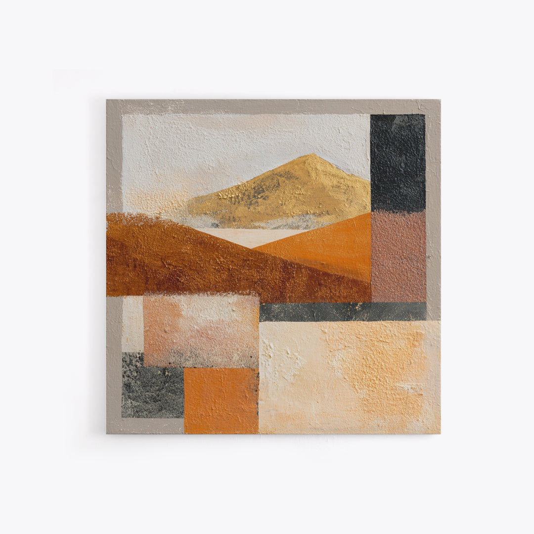 Warm Brown Desert Landscape Canvas Print, Monochrome Art, Textured Painting, Living Room Decor, Oil Painting, Mono, MON-1x1-81