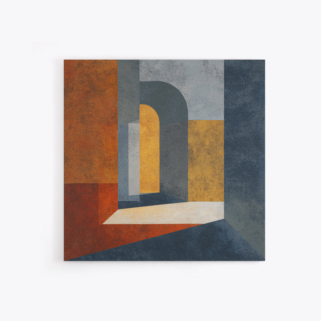 Gray Architectural Arch and Shadow Study Canvas Print, Monochrome Art, Wall Decor, Living Room Decor, Oil Painting, Mono, MON-1x1-82