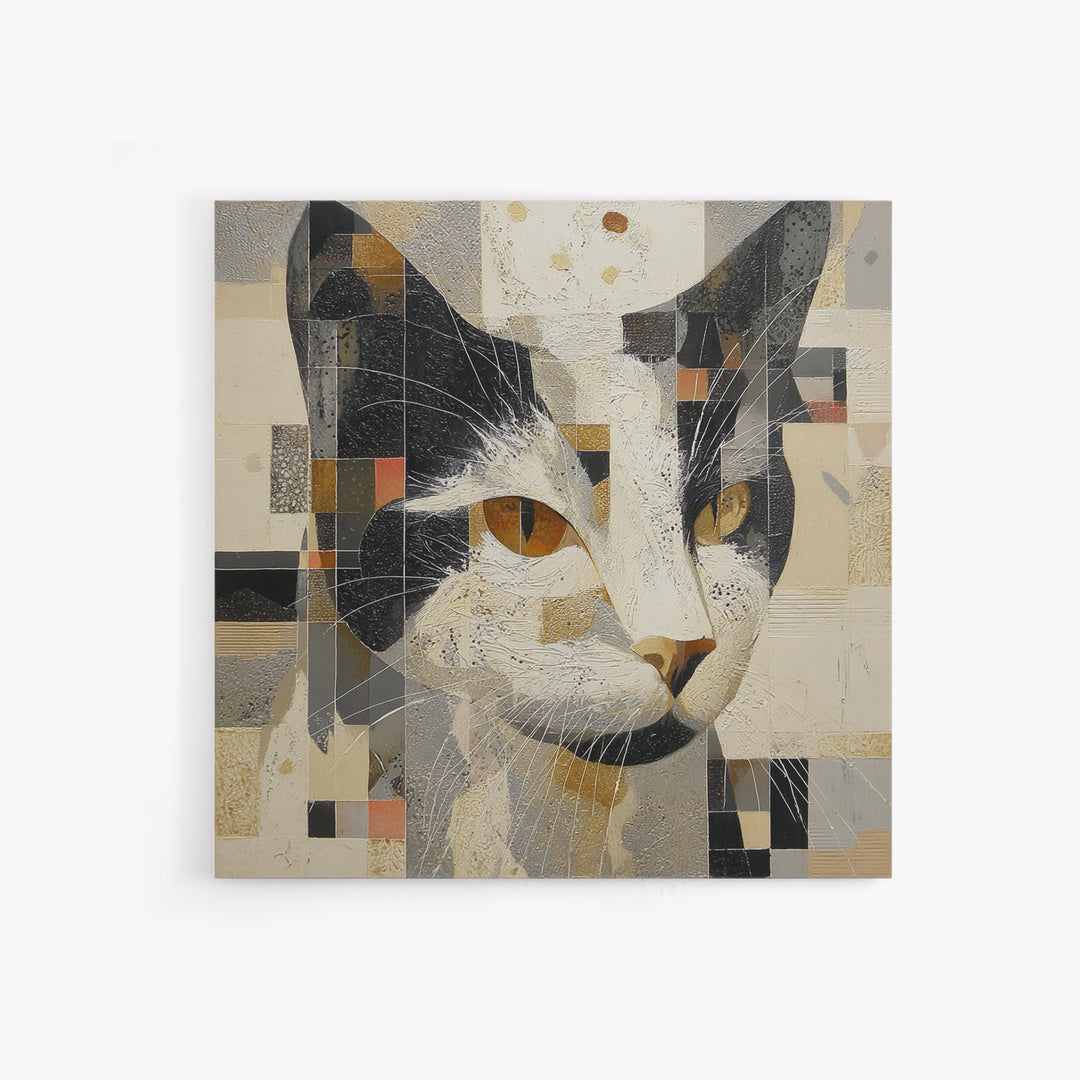 Monochrome Cat Portrait Framed Canvas Print, Monochrome Art, Fine Art Print, Living Room Decor, Fine Art, Mono, Digital Prints, MON-1x1-83