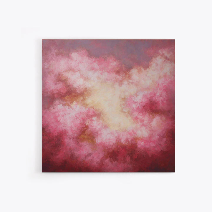 All Pink Cloudscape Framed Canvas Print, Monochrome Art, Abstract Painting, Living Room Decor, Abstract Art, Mono, Luxury Decor, MON-1x1-84