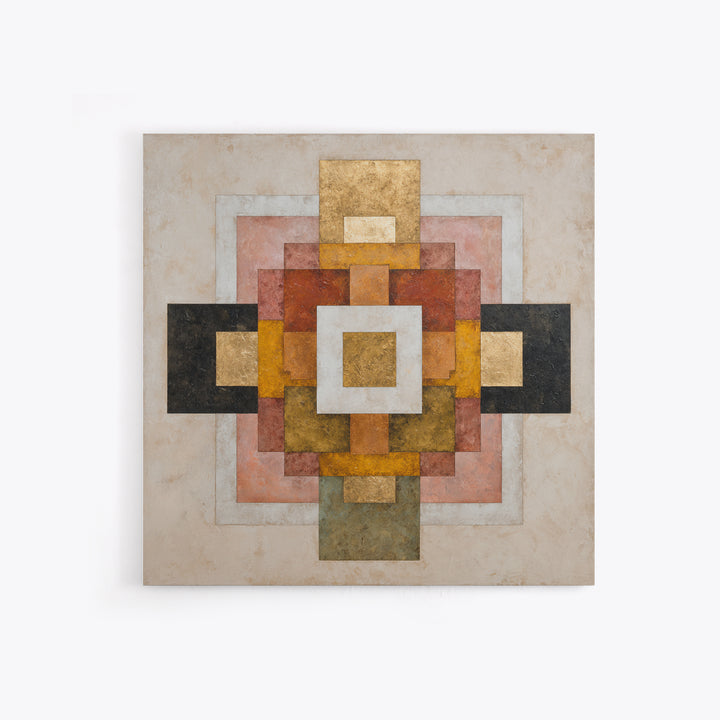 Gold Tonal Sunburst Medallion Canvas Print, Monochrome Art, Neutral Decor, Living Room Decor, Fine Art, Mono, Home Decor, MON-1x1-86