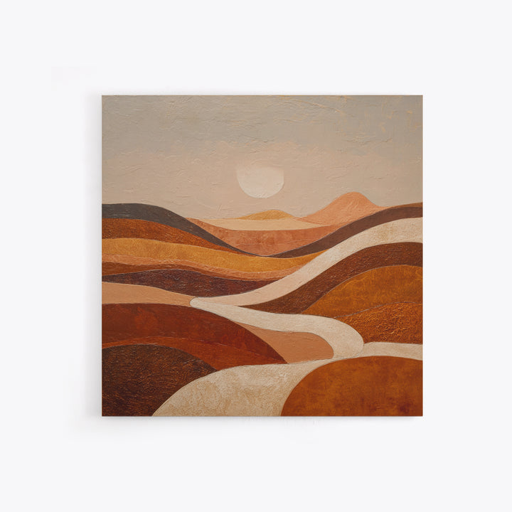 Warm Brown Desert Landscape Canvas Print, Monochrome Art, Moody Wall Art, Living Room Decor, Watercolor Art, Mono, MON-1x1-9