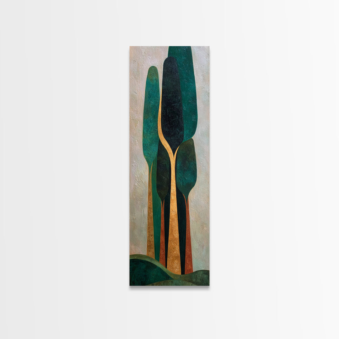 Deep Green Forest Silhouette Study Canvas Print, Monochrome Art, Digital Prints, Living Room Decor, Mono, Apartment Decor, MON-1x3-25