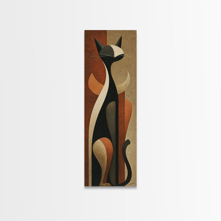 Monochrome Cat Portrait Framed Canvas Print, Monochrome Art, Original Painting, Living Room Decor, Oil Painting, Mono, MON-1x3-47