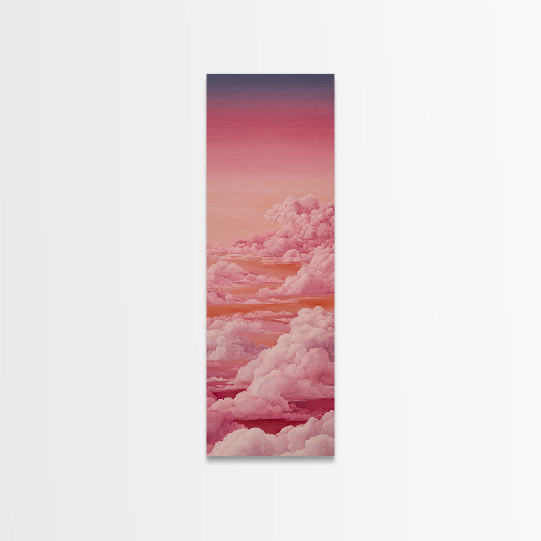 All Pink Cloudscape Canvas Print, Monochrome Art, Wall Art, Living Room Decor, Watercolor Art, Mono, Abstract Art, MON-1x3-48