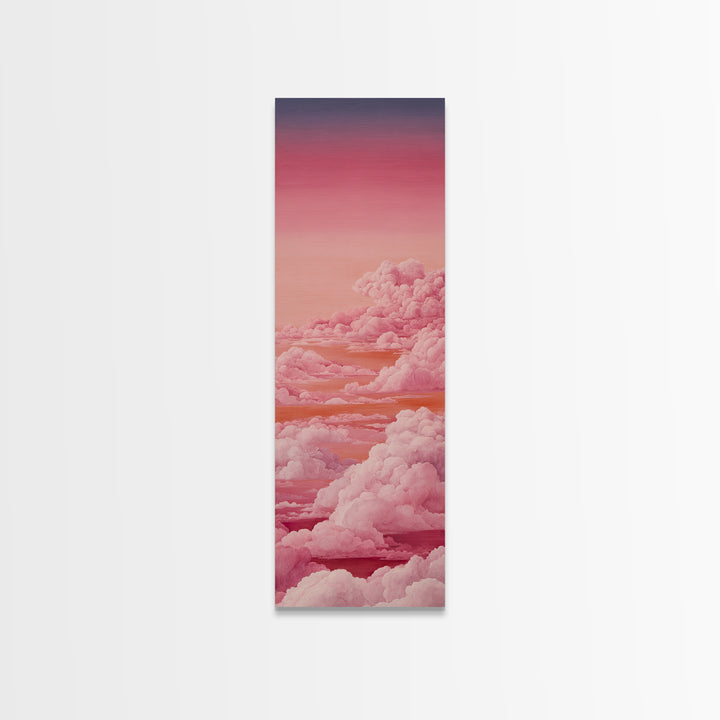 All Pink Cloudscape Canvas Print, Monochrome Art, Wall Art, Living Room Decor, Watercolor Art, Mono, Abstract Art, MON-1x3-48