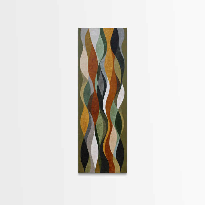 Olive Green Abstract Leaf Pattern Canvas Print, Monochrome Art, Mid Century Modern, Living Room Decor, Fine Art, Mono, MON-1x3-56