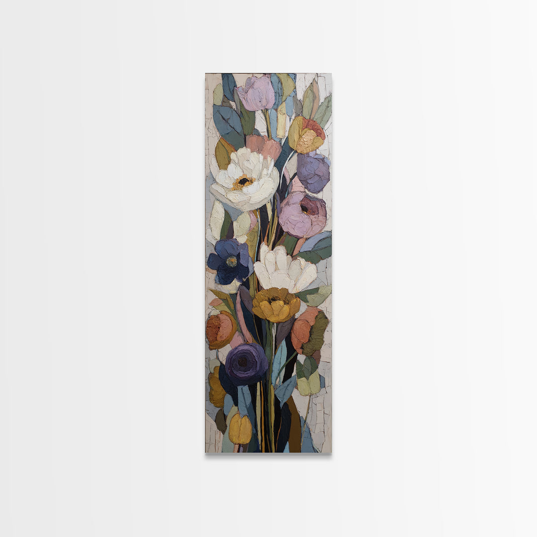 Monochrome Floral Bouquet Canvas Print, Monochrome Art, Minimalist Wall Art, Living Room Decor, Mono, Minimalist Decor, MON-1x3-78