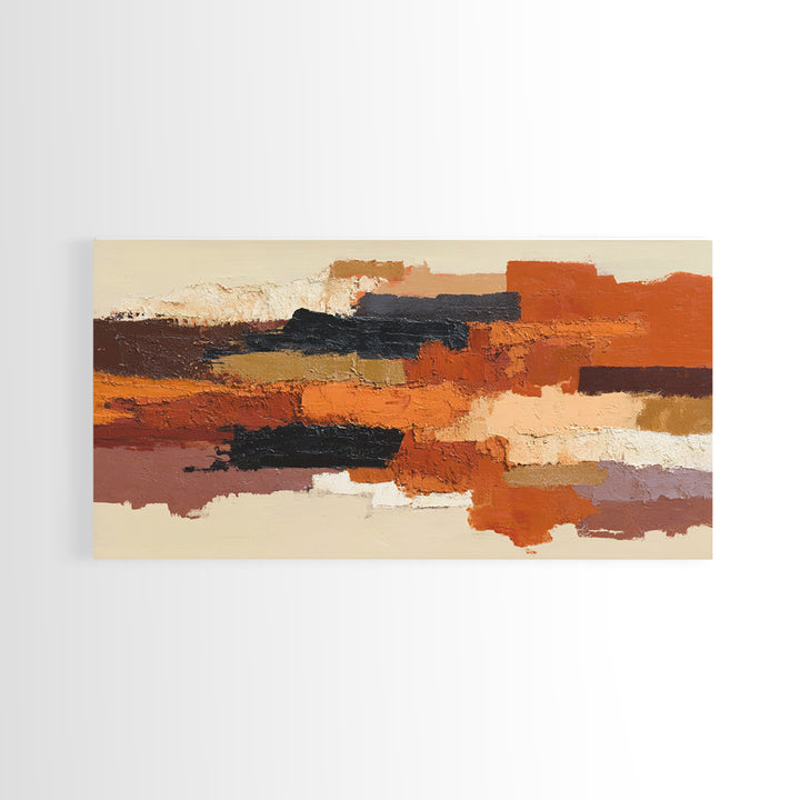 Burnt Orange Canyon Abstraction Framed Canvas Print, Monochrome Art, Luxury Decor, Living Room Decor, Fine Art, Mono, MON-2x1-12