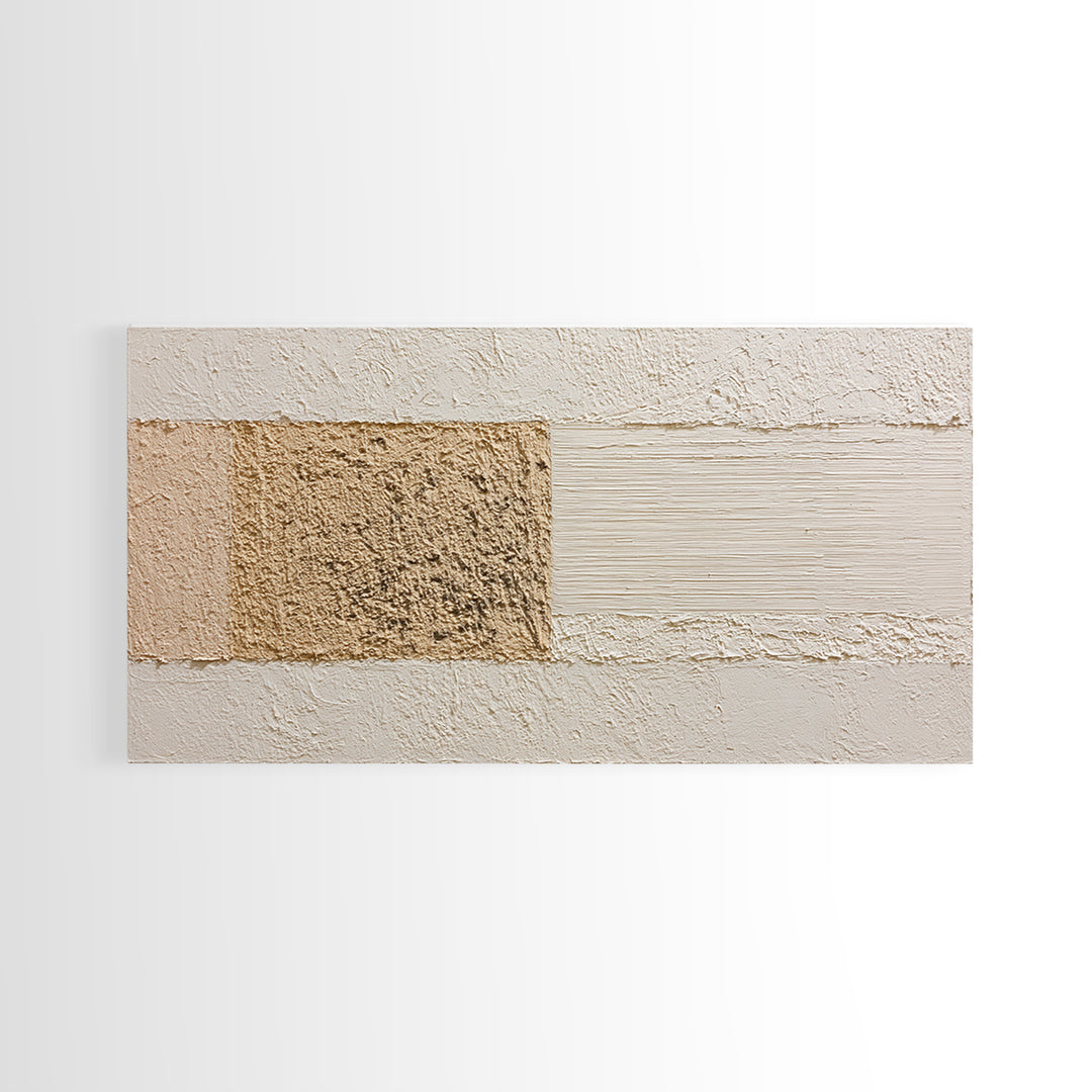 Cream on Cream Minimalist Forms Framed Canvas Print, Monochrome Art, Fine Art Print, Living Room Decor, Fine Art, Mono, MON-2x1-18