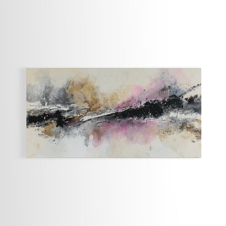 Black Ink Abstract Canvas Print, Monochrome Art, Boho Decor, Living Room Decor, Fine Art, Mono, Art Print, Digital Art, MON-2x1-2