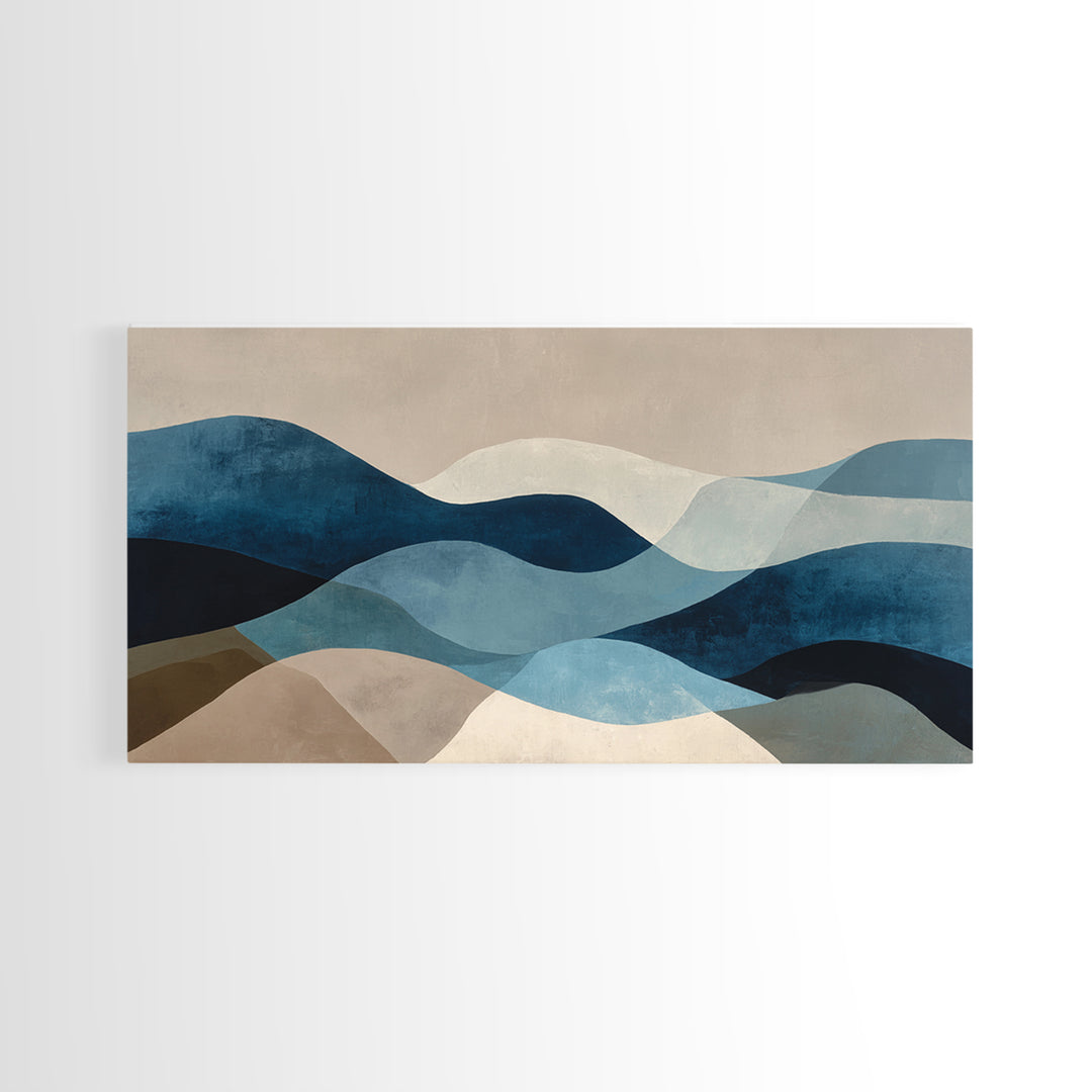 All Blue Ocean Abstraction Canvas Print, Monochrome Art, Wall Art, Living Room Decor, Mono, Abstract Art, Bedroom Decor, MON-2x1-21