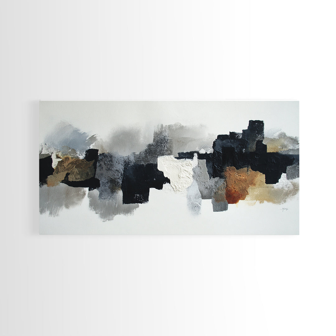Black Ink Abstract Canvas Print, Monochrome Art, Boho Decor, Living Room Decor, Fine Art, Mono, Art Print, Digital Art, MON-2x1-26