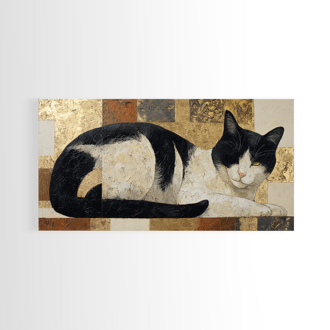 Monochrome Cat Portrait Canvas Print, Monochrome Art, Mid Century Modern, Living Room Decor, Fine Art, Mono, Boho Wall Art, MON-2x1-31