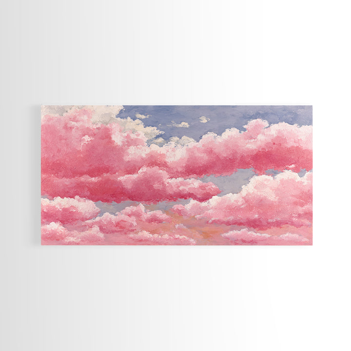 All Pink Cloudscape Canvas Print, Monochrome Art, Contemporary Art, Living Room Decor, Oil Painting, Mono, Original Art, MON-2x1-32