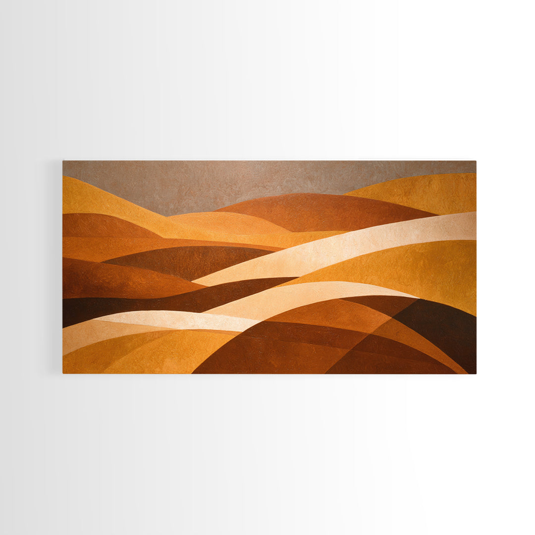 Warm Brown Desert Landscape Canvas Print, Monochrome Art, Mid Century Modern, Living Room Decor, Fine Art, Mono, Boho Wall Art, MON-2x1-53