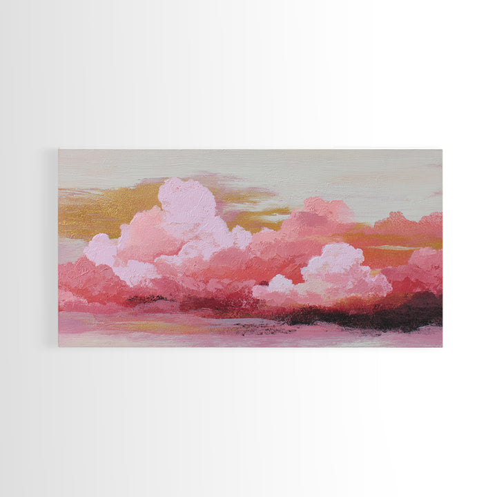 All Pink Cloudscape Framed Canvas Print, Monochrome Art, Art Print, Living Room Decor, Fine Art, Mono, Printable Art, MON-2x1-56