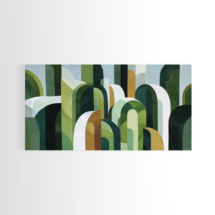 Deep Green Forest Silhouette Study Canvas Print, Monochrome Art, Digital Prints, Living Room Decor, Mono, Apartment Decor, MON-2x1-57