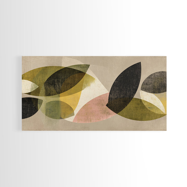 Olive Green Abstract Leaf Pattern Canvas Print, Monochrome Art, Printable Wall Art, Living Room Decor, Oil Painting, Mono, MON-2x1-64