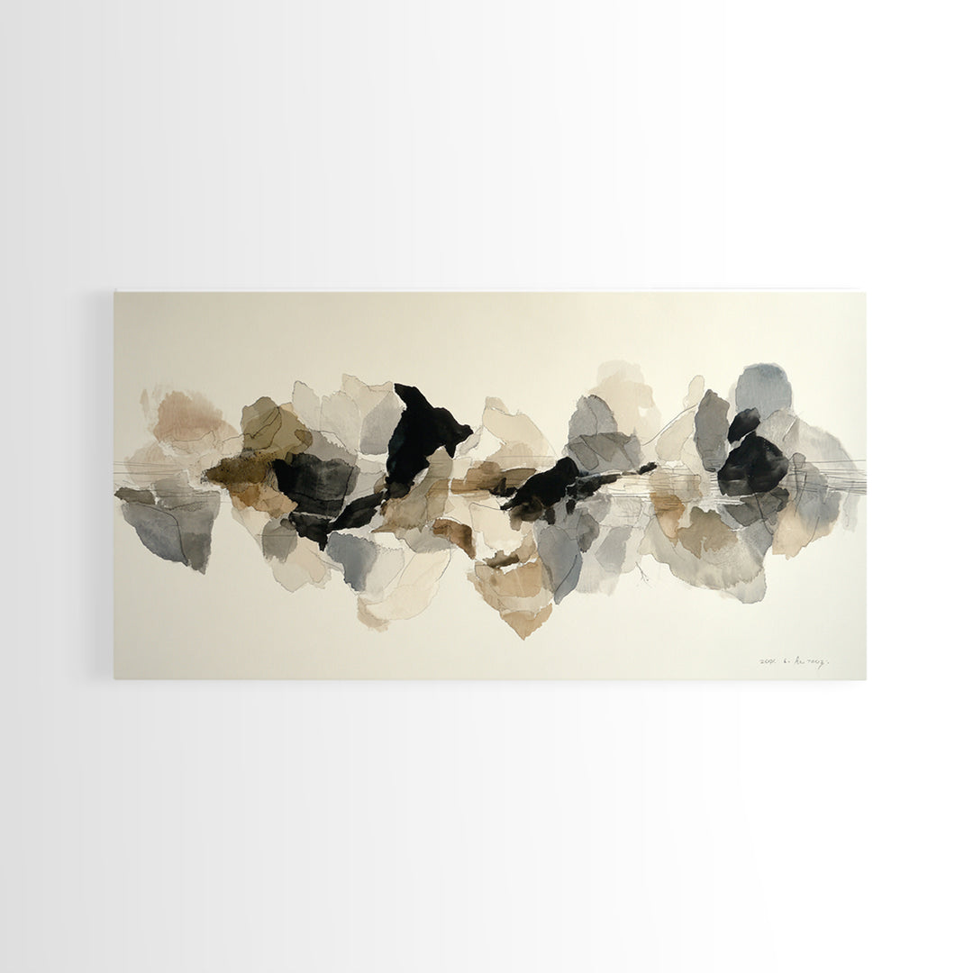 Black Ink Abstract Canvas Print, Monochrome Art, Living Room Decor, Abstract Art, Mono, Apartment Decor, Printable Art, MON-2x1-74