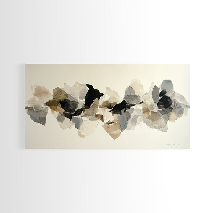 Black Ink Abstract Canvas Print, Monochrome Art, Living Room Decor, Abstract Art, Mono, Apartment Decor, Printable Art, MON-2x1-74