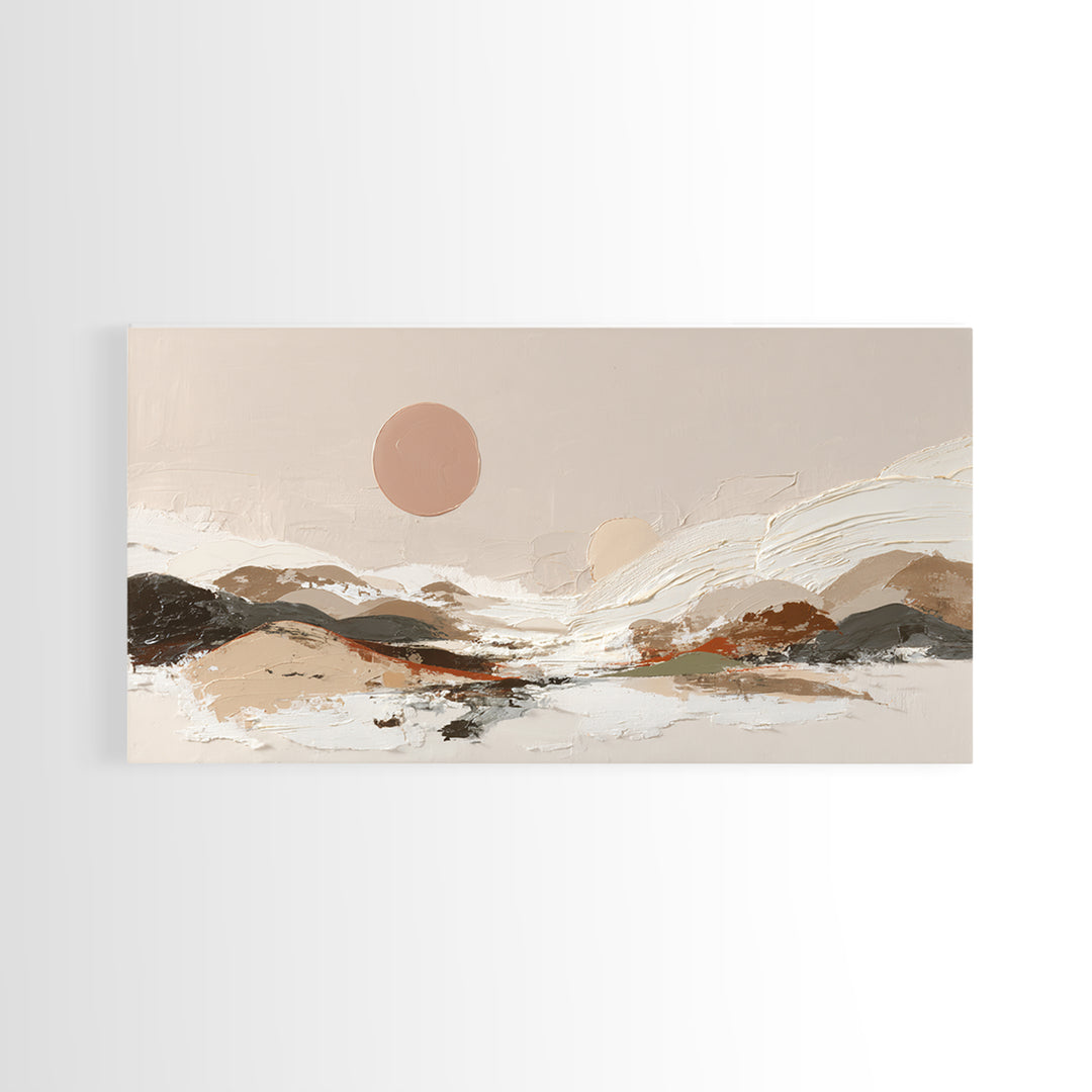 Warm Brown Desert Landscape Canvas Print, Monochrome Art, Mid Century Modern, Living Room Decor, Fine Art, Mono, Boho Wall Art, MON-2x1-77