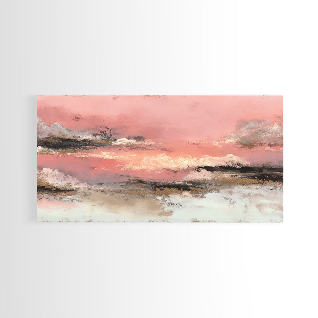 All Pink Cloudscape Framed Canvas Print, Monochrome Art, Apartment Decor, Living Room Decor, Fine Art, Mono, Moody Wall Art, MON-2x1-80