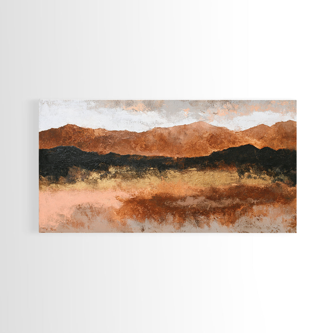 Burnt Orange Canyon Abstraction Framed Canvas Print, Monochrome Art, Printable Art, Living Room Decor, Fine Art, Mono, MON-2x1-84