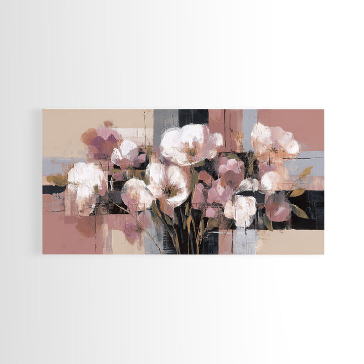 Monochrome Floral Bouquet Framed Canvas Print, Monochrome Art, Home Decor, Living Room Decor, Fine Art, Mono, Bedroom Decor, MON-2x1-86