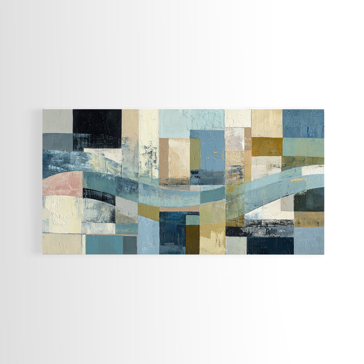 All Blue Ocean Abstraction Canvas Print, Monochrome Art, Original Art, Living Room Decor, Mono, Bird Art, Bedroom Wall Art, MON-2x1-93