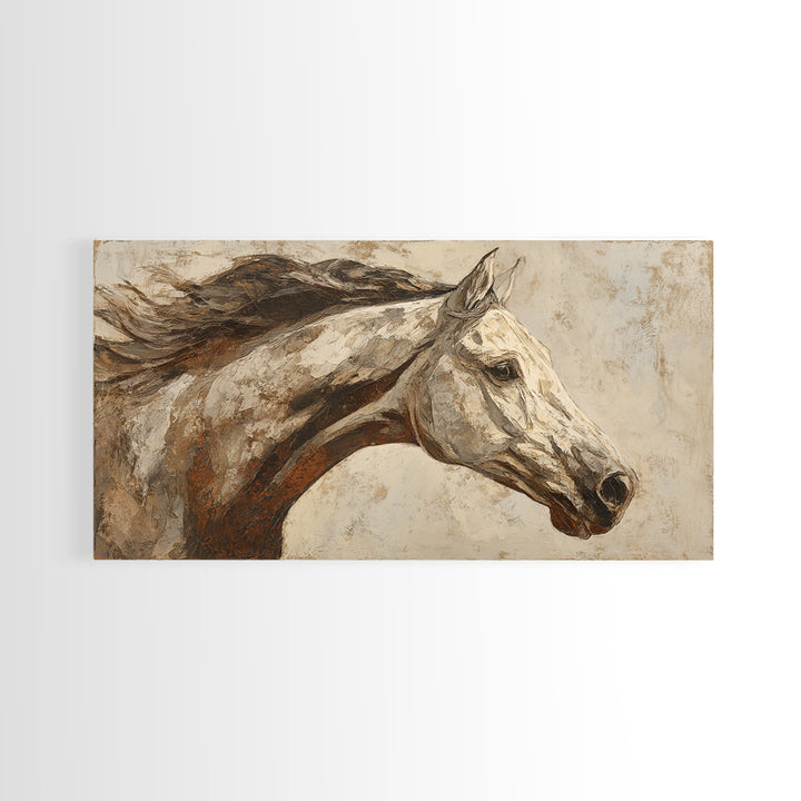 Sepia Horse Portrait Canvas Print, Monochrome Art, Digital Prints, Living Room Decor, Fine Art, Mono, Apartment Decor, MON-2x1-94