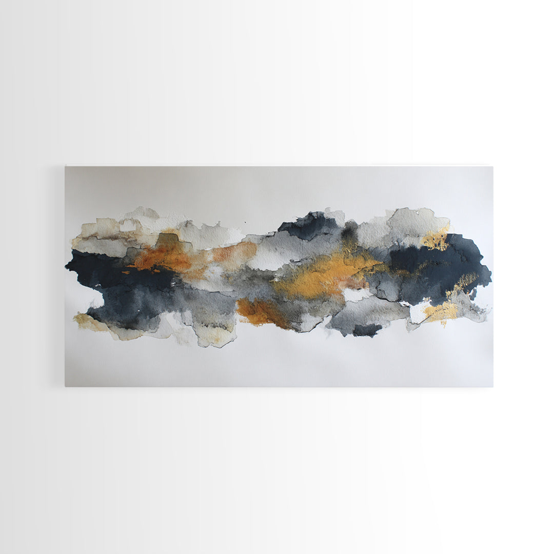 Black Ink Abstract Canvas Print, Monochrome Art, Living Room Decor, Abstract Art, Mono, Apartment Decor, Printable Art, MON-2x1-98
