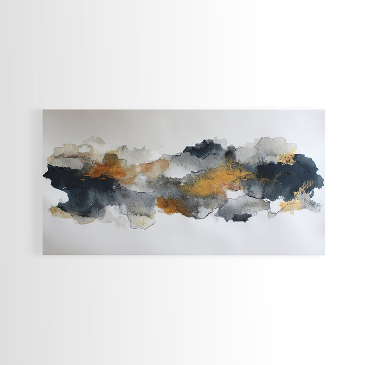 Black Ink Abstract Canvas Print, Monochrome Art, Living Room Decor, Abstract Art, Mono, Apartment Decor, Printable Art, MON-2x1-98