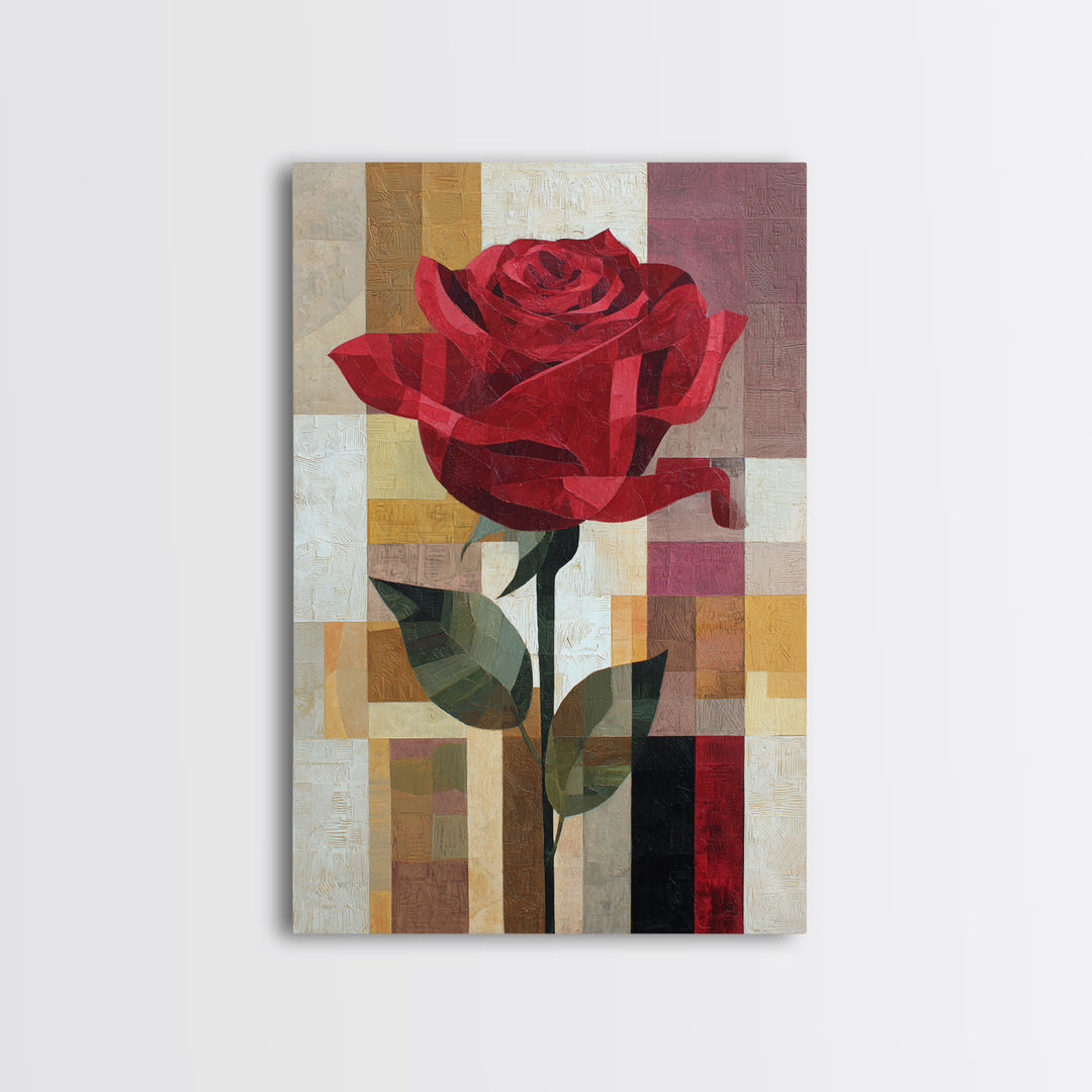 Single Red Rose Rendered Only Canvas Print, Monochrome Art, Gallery Decor, Living Room Decor, Fine Art, Mono, Contemporary Art, MON-2x3-15