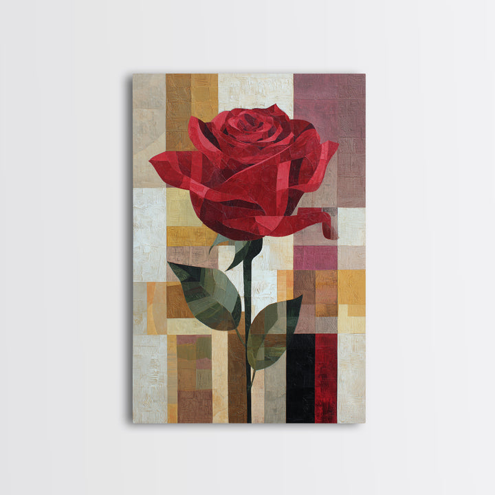 Single Red Rose Rendered Only Canvas Print, Monochrome Art, Gallery Decor, Living Room Decor, Fine Art, Mono, Contemporary Art, MON-2x3-15