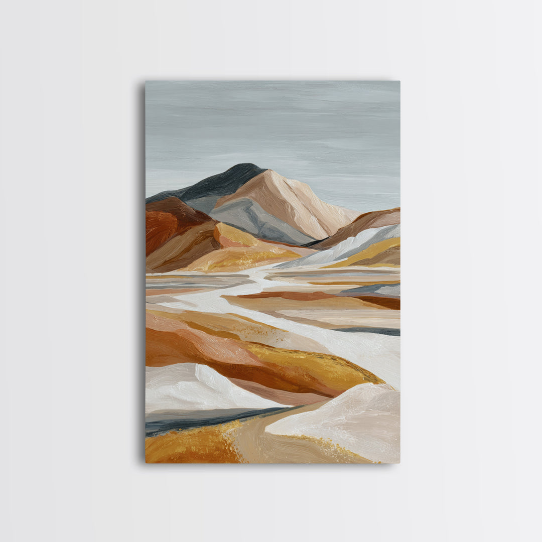 Warm Brown Desert Landscape Framed Canvas Print, Monochrome Art, Art Prints, Living Room Decor, Fine Art, Mono, Apartment Decor, MON-2x3-17