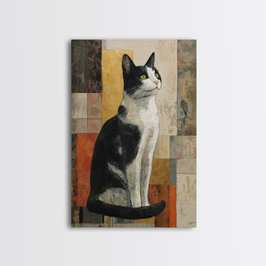 Monochrome Cat Portrait Framed Canvas Print, Monochrome Art, Wall Decor, Living Room Decor, Fine Art, Mono, Wall Art, MON-2x3-19
