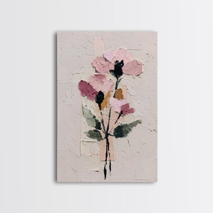 Monochrome Floral Bouquet Framed Canvas Print, Monochrome Art, Statement Artwork, Living Room Decor, Fine Art, Mono, Art Prints, MON-2x3-2