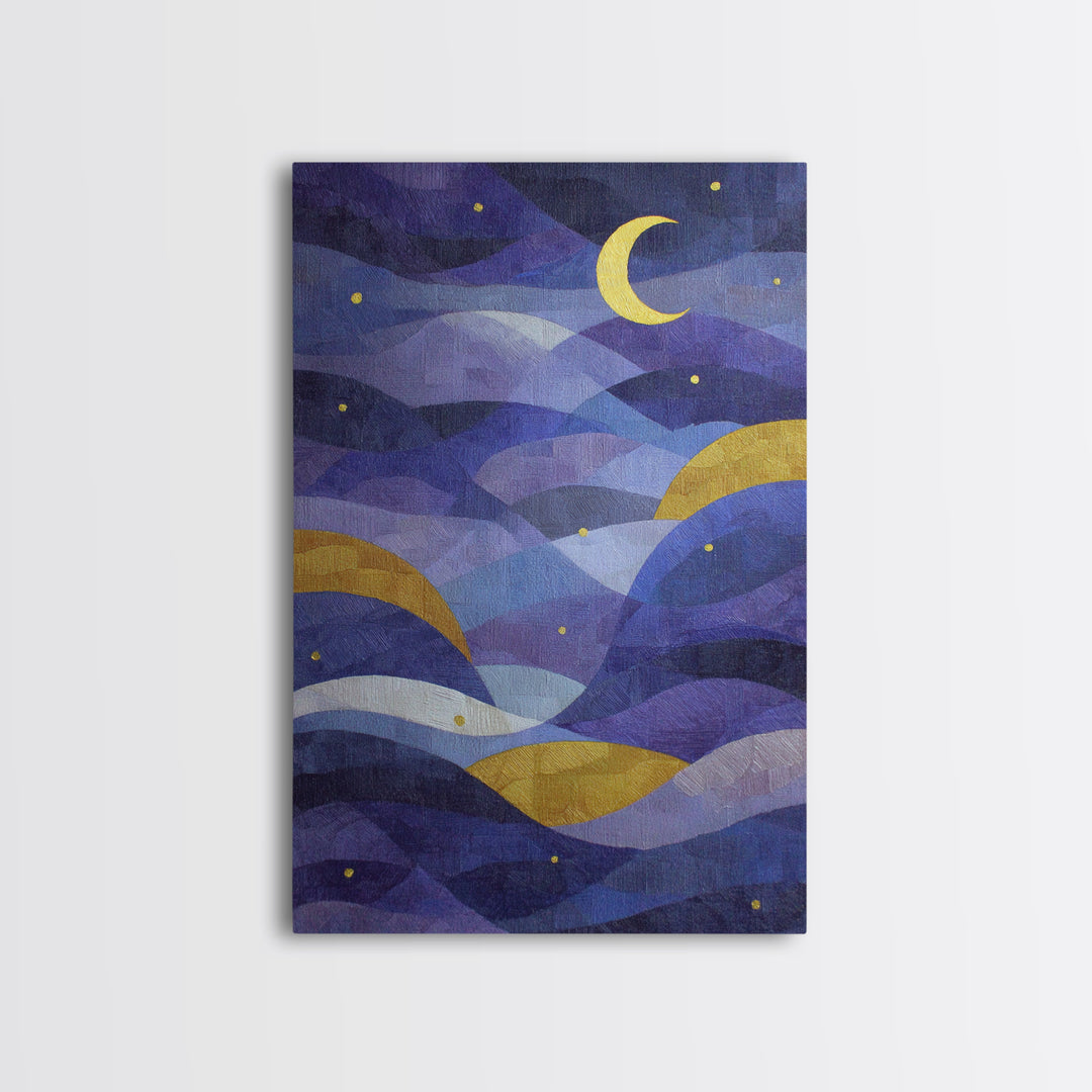 Purple Night Sky Canvas Print, Monochrome Art, Luxury Decor, Living Room Decor, Fine Art, Mono, Mid Century Modern, MON-2x3-23