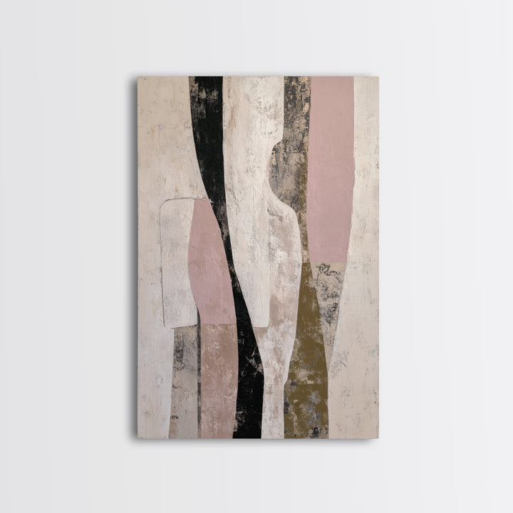 Cream on Cream Minimalist Forms Framed Canvas Print, Monochrome Art, Boho Decor, Living Room Decor, Fine Art, Mono, Art Print, MON-2x3-30
