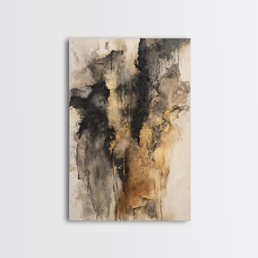Black Ink Abstract Framed Canvas Print, Monochrome Art, Wall Art, Living Room Decor, Abstract Art, Mono, Bedroom Decor, MON-2x3-38