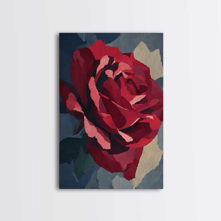 Single Red Rose Rendered Only Canvas Print, Monochrome Art, Minimalist Decor, Living Room Decor, Fine Art, Mono, Large Wall Art, MON-2x3-39