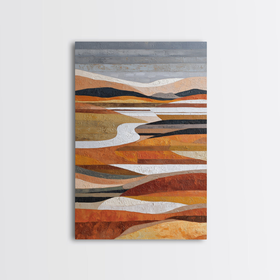 Warm Brown Desert Landscape Framed Canvas Print, Monochrome Art, Art Prints, Living Room Decor, Fine Art, Mono, Apartment Decor, MON-2x3-41