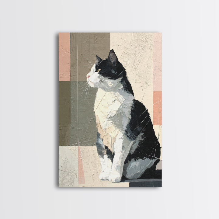 Monochrome Cat Portrait Framed Canvas Print, Monochrome Art, Contemporary Art, Living Room Decor, Fine Art, Mono, Original Art, MON-2x3-43