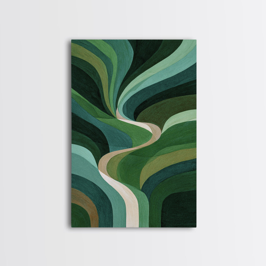 Deep Green Forest Silhouette Study Canvas Print, Monochrome Art, Living Room Decor, Oil Painting, Mono, Printable Art, MON-2x3-45