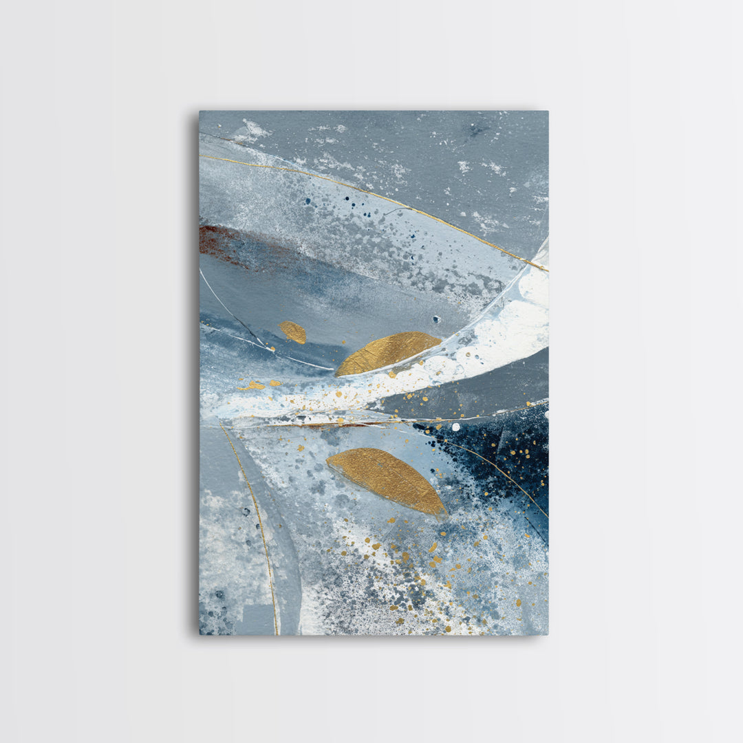 Silver Ocean Moonlight Scene Framed Canvas Print, Monochrome Art, Room Decor, Living Room Decor, Mono, Mid Century Modern, MON-2x3-51