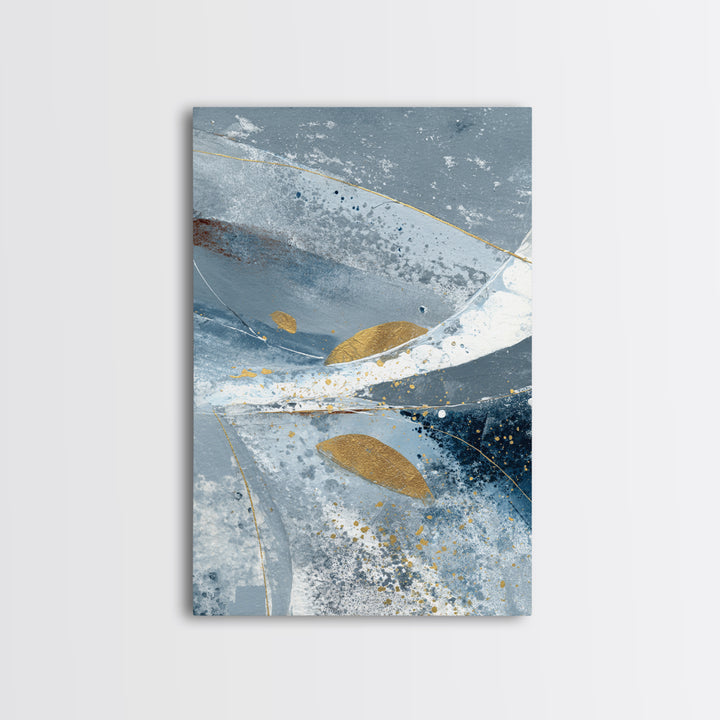 Silver Ocean Moonlight Scene Framed Canvas Print, Monochrome Art, Room Decor, Living Room Decor, Mono, Mid Century Modern, MON-2x3-51